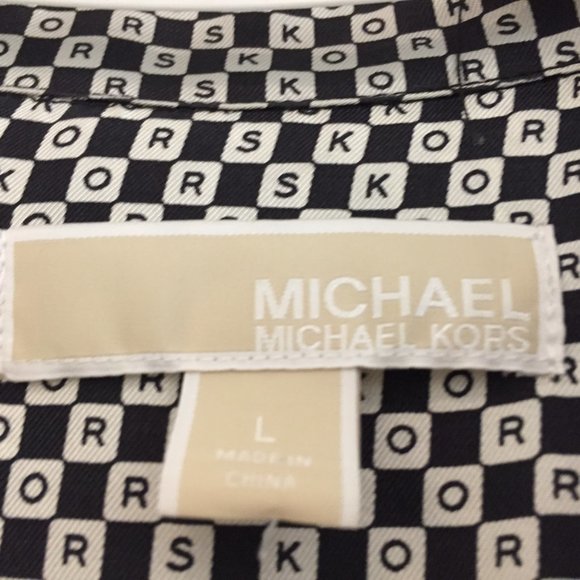 Beatufiul NWOT MICHAEL Michael Kors silk pajama shirt L - Picture 5 of 7